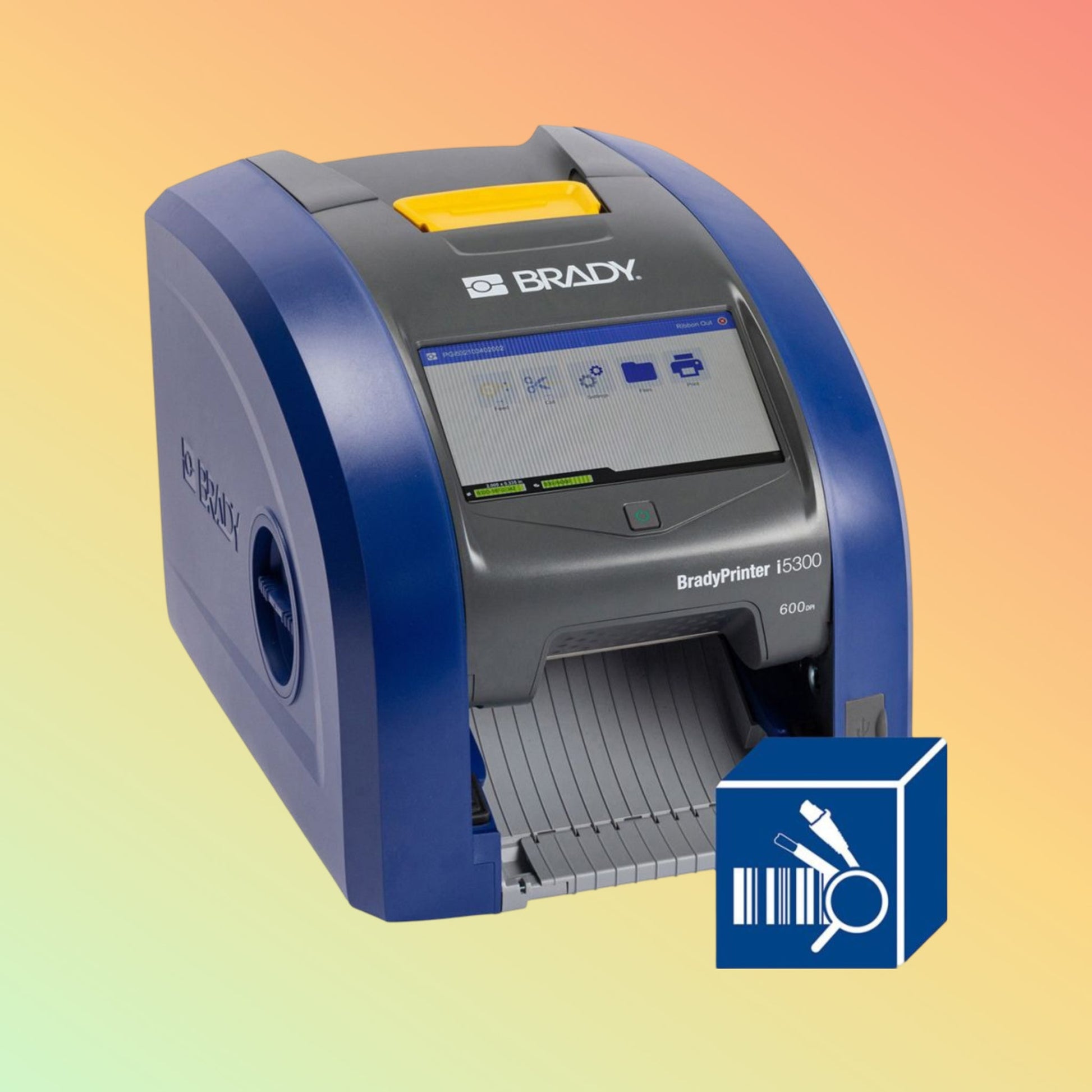 alt="BradyPrinter i5300 industrial label printer with CR2700 barcode scanner"