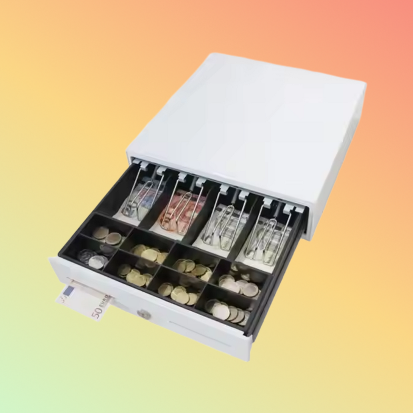 MAKEN MK-330 4 bill 8coins Metal Construction Rller Sliding Rj11 Safe Cash Drawer with Key Lock