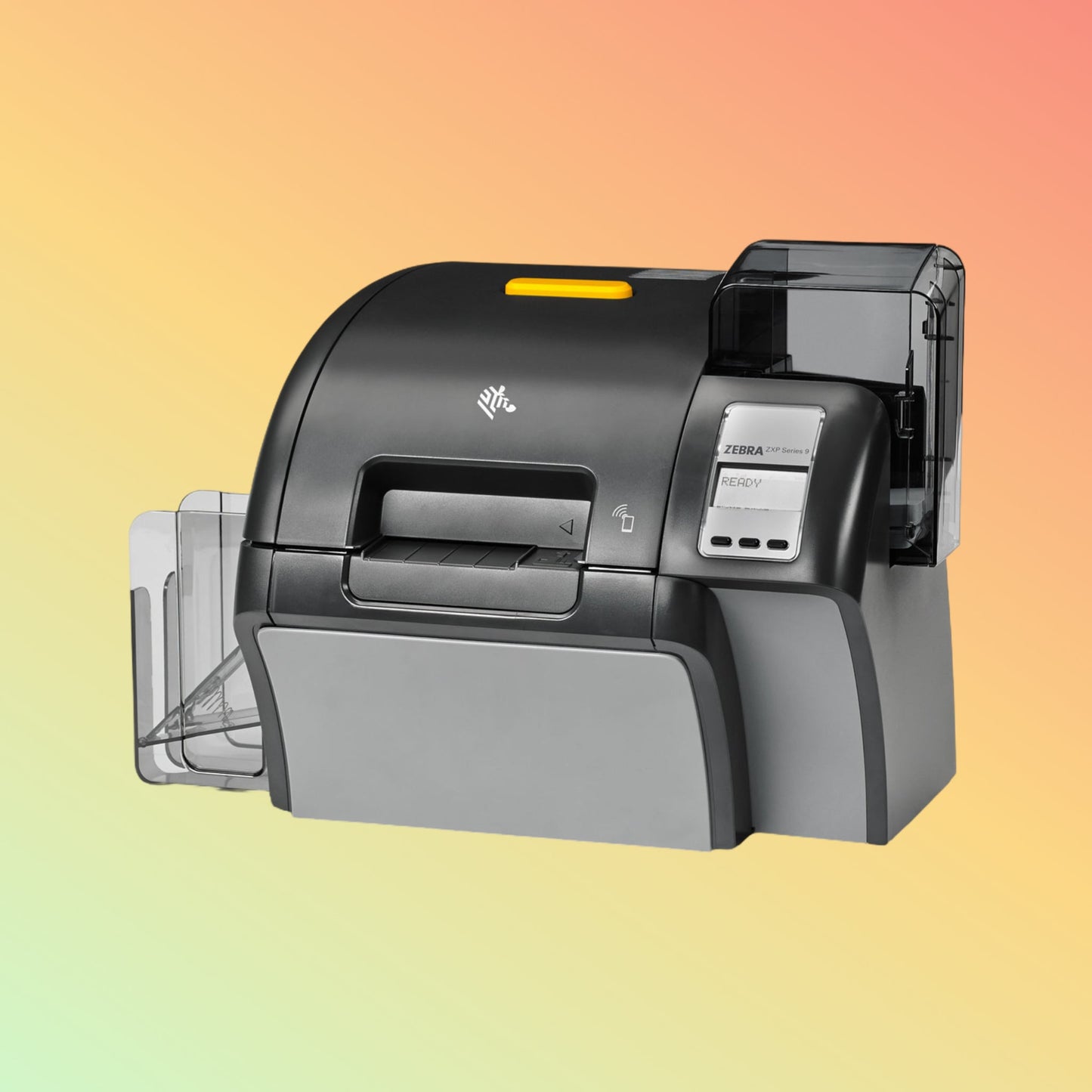 alt="Zebra ZXP Series 9 Printer Featuring Edge-to-Edge Card Printing Capabilities