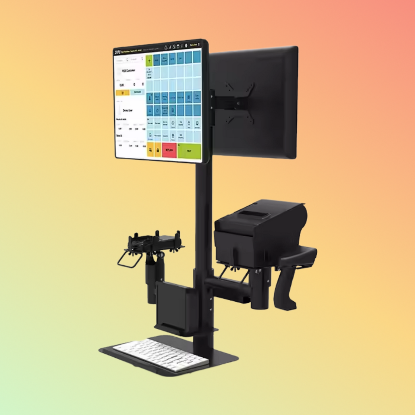 MAKEN Metal Stand Rotating Pole POS Mounting Stand For Monitors/Card Reader/Scanner Holder