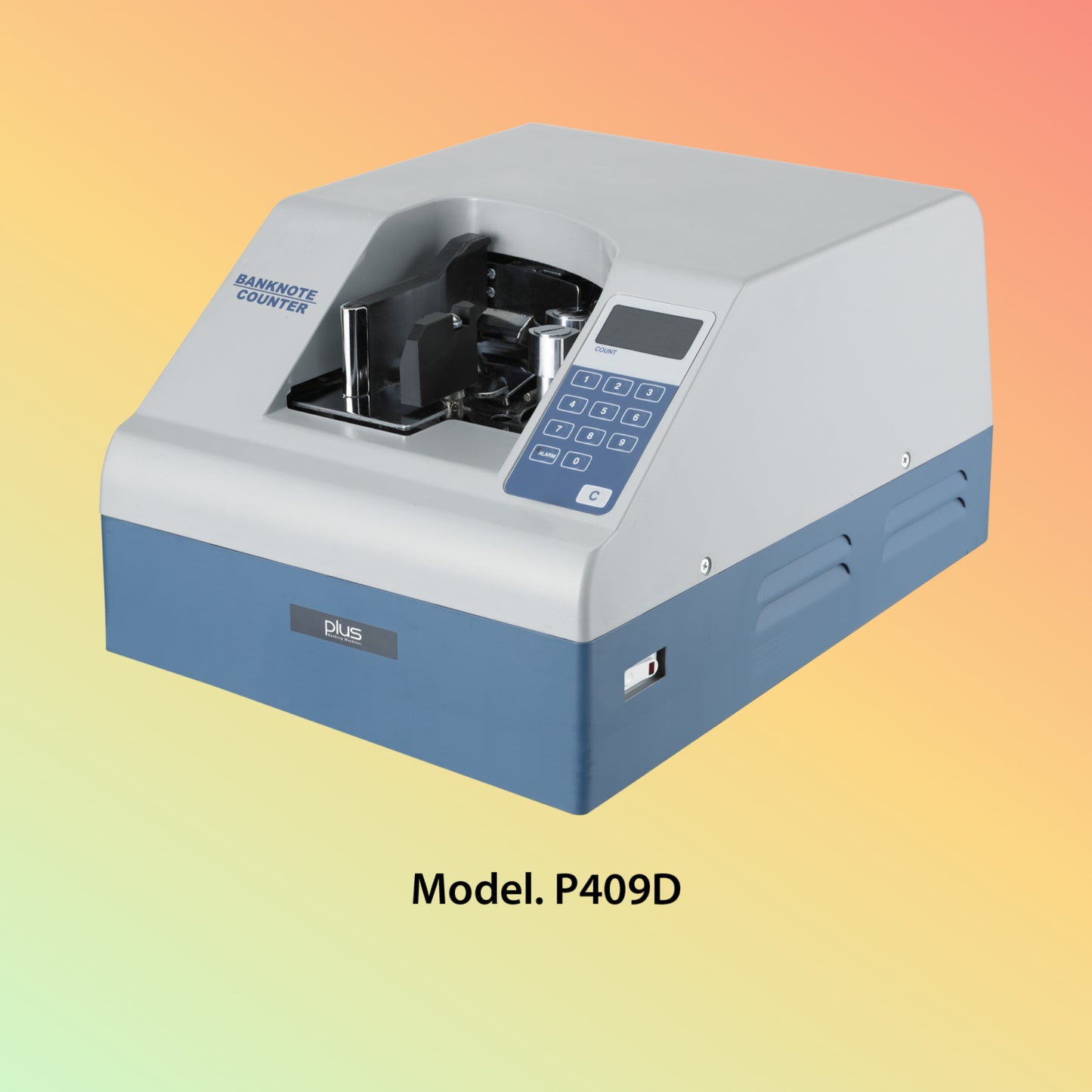 "Plus P409 Vacuum Banknote Counter - Front View"