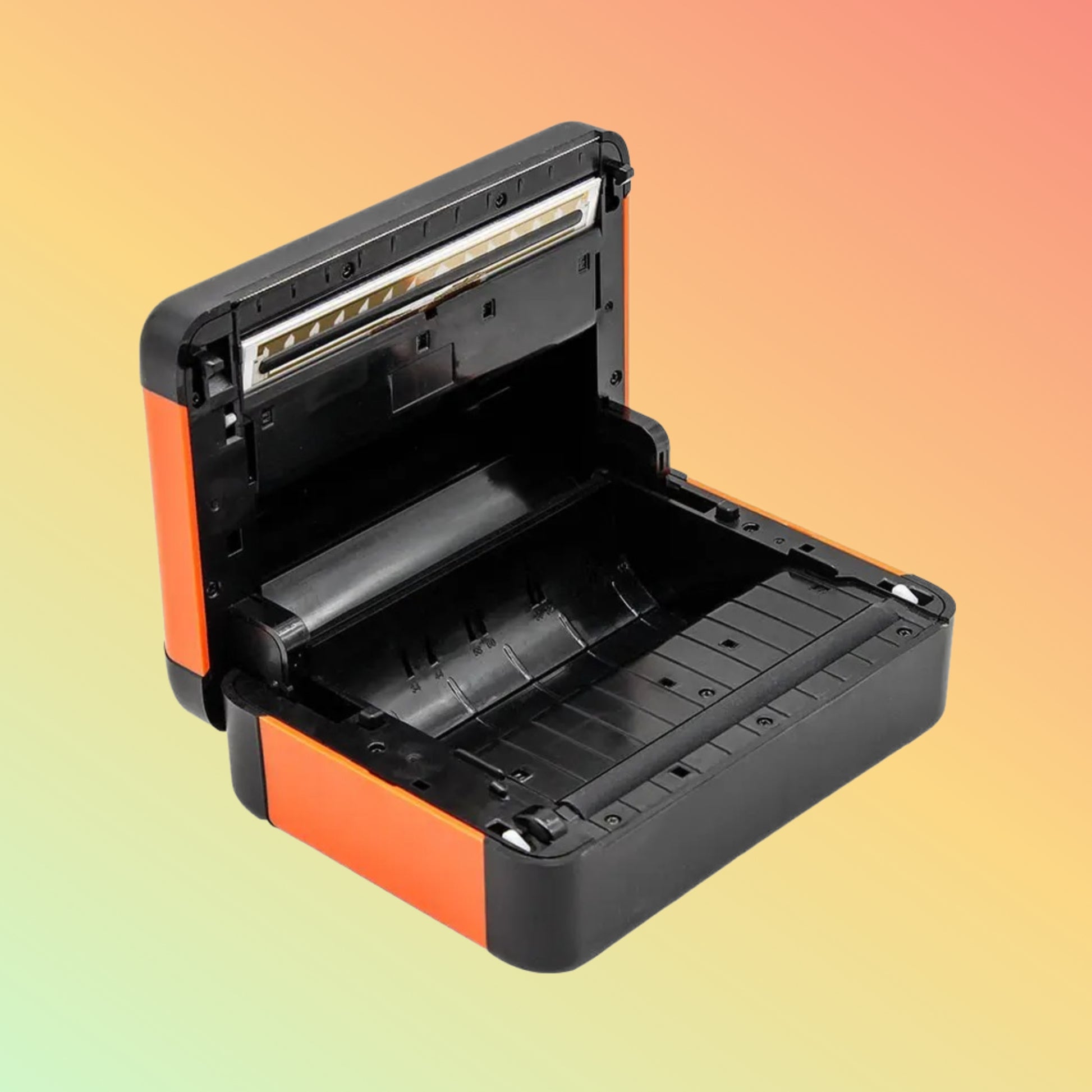 Close-Up of the 4-Inch Printing Mechanism: Detailed view of the 4-inch thermal printing mechanism.