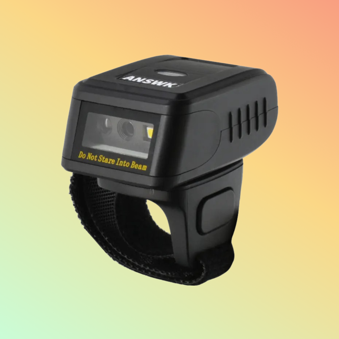 Close-up of ANSWK RS10-B02 Finger Barcode Scanner
