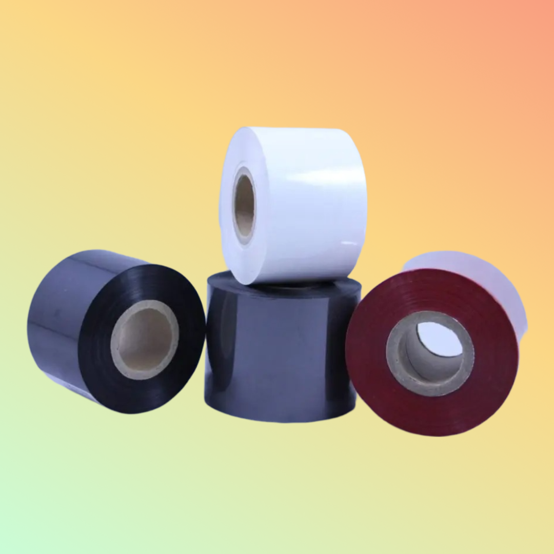 Barcode printer ribbon with wax-resin blend for synthetic surfaces
