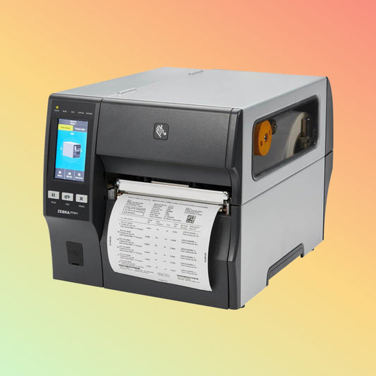 "Zebra ZT421 RFID Printer with 203/300 dpi resolution, featuring 6-inch print width and advanced UHF RFID capabilities."