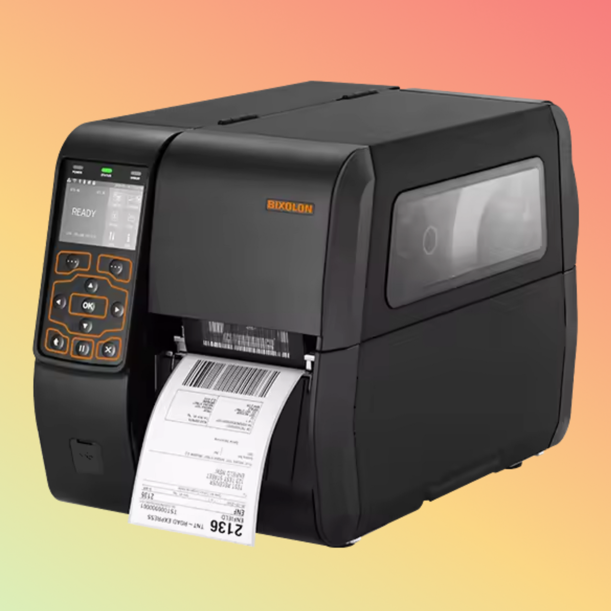 BIXOLON XT5-40 industrial label printer showcasing its 4-inch printing capability and rugged design.