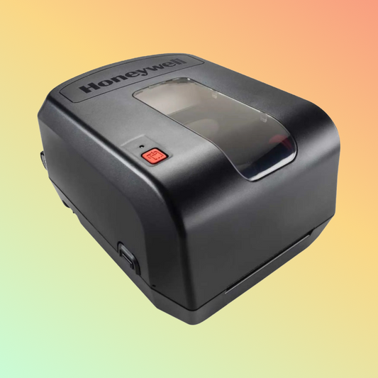 Honeywell PC42T desktop printer front view showing USB connection
