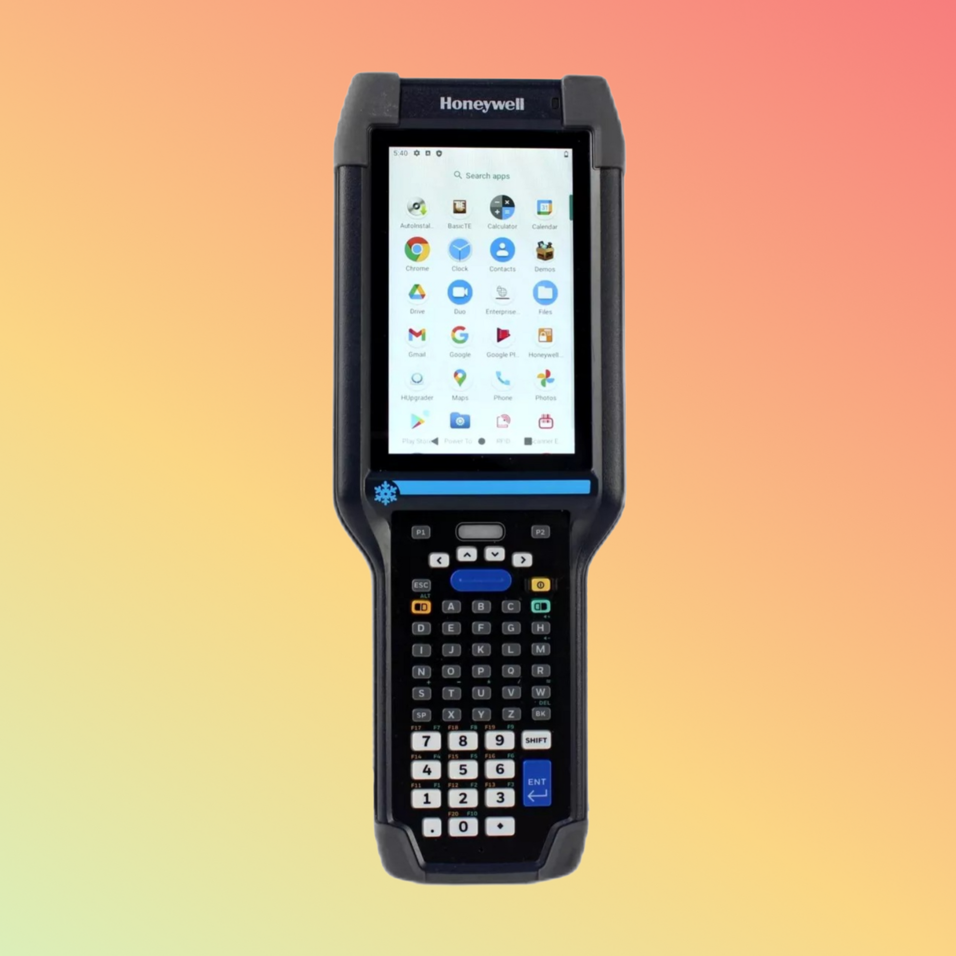 Honeywell CK65 Mobile Computer with 2D barcode scanner in industrial setting.
