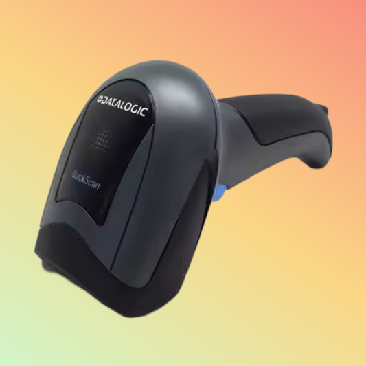 Datalogic QD2430 barcode scanner, handheld, USB interface.
