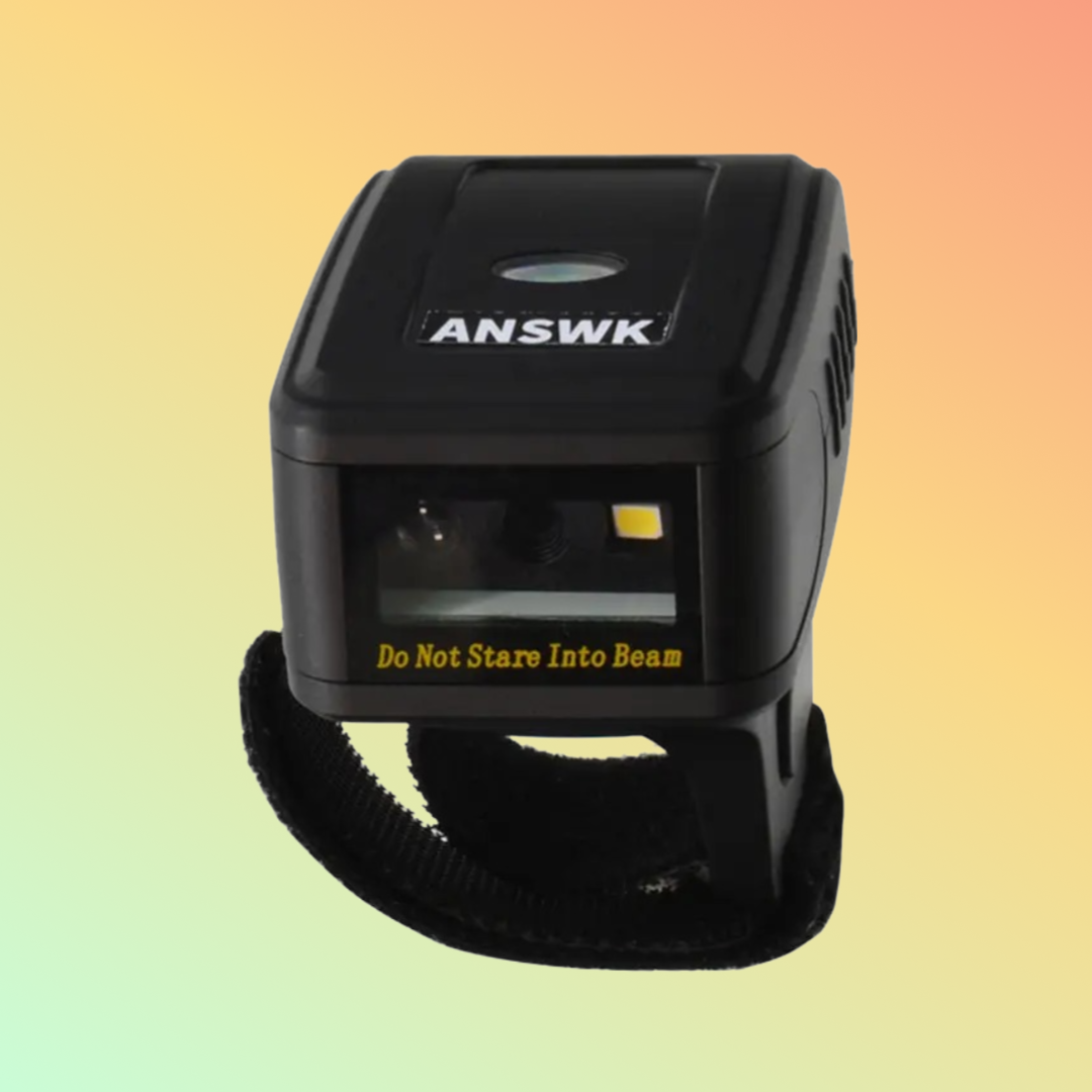 ANSWK RS10-B02 Bluetooth Ring Barcode Scanner in Use
