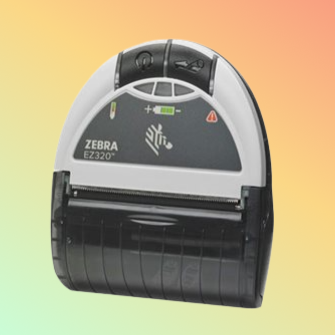 "Compact Zebra EZ320 printer printing receipt in mobile setup"
