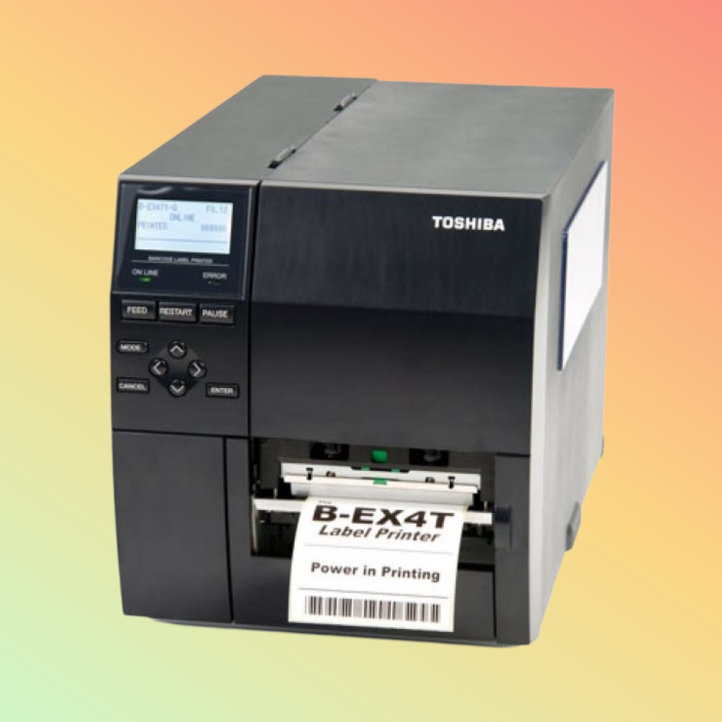 "Close-up of Toshiba B-EX4T1 Printer's Near-Edge Printing Technology, High DPI Resolution"