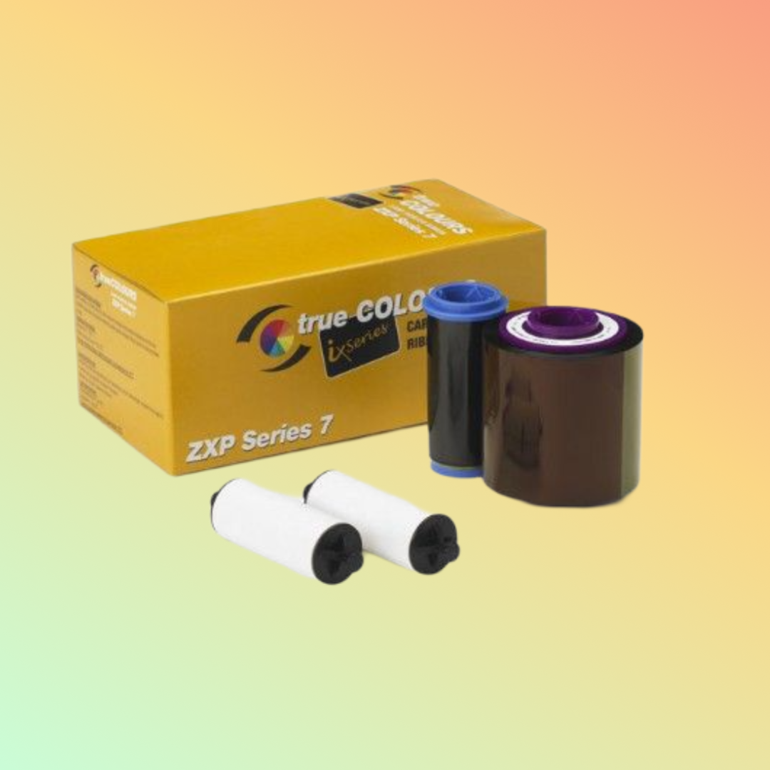 YMCKOK Ribbon Spool with Cleaning Roller
