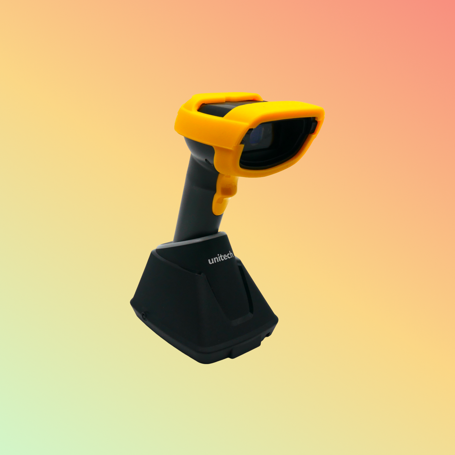 alt="Close-up of Unitech MS852B LR barcode scanner"