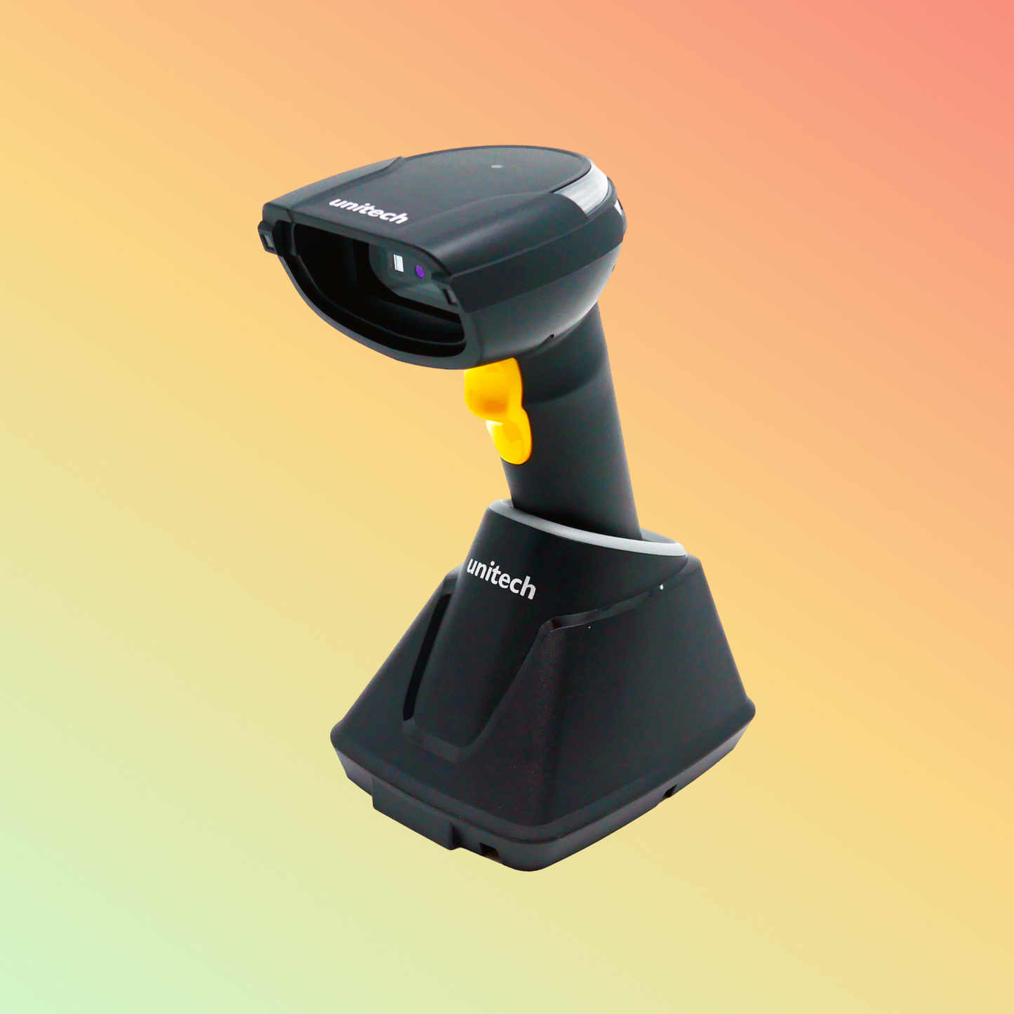 alt="Unitech MS852B Plus barcode scanner in operation"