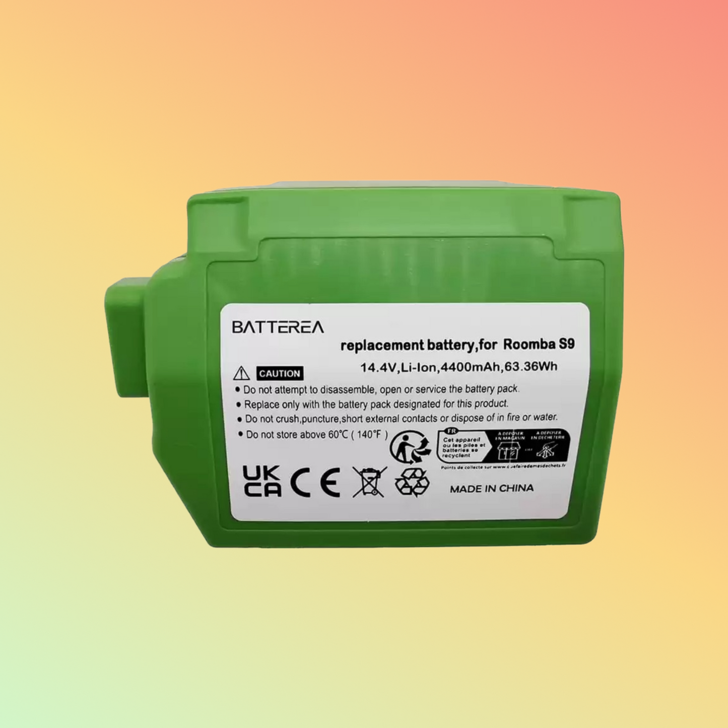 Batterea battrey for iRobot Roomba S9 9150 + S9+ 9550 Robot PN ABL-B, replace battery for 4INR1965-2, 14.4V 4400mAh,li-ion