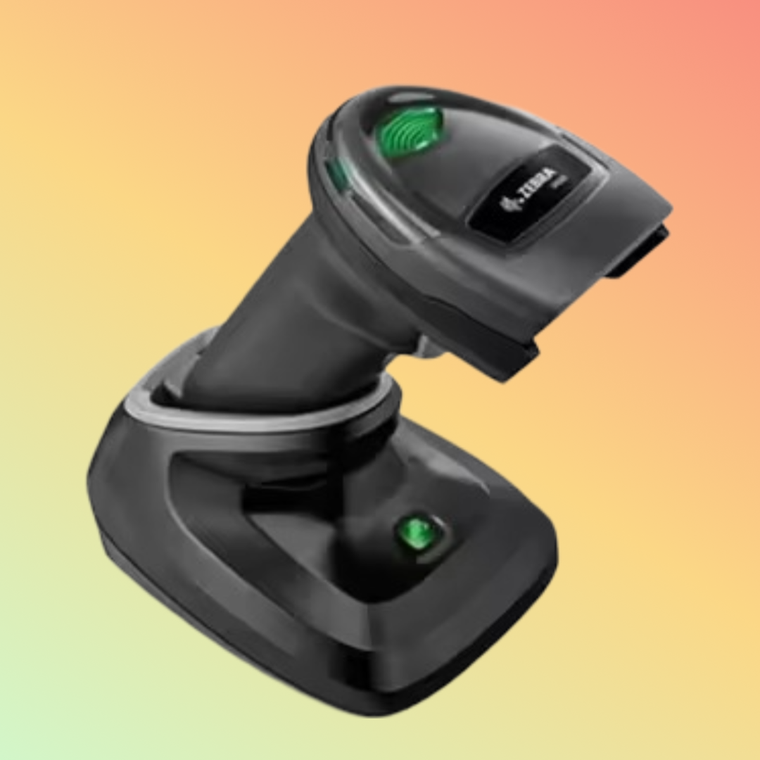 Zebra DS2278 Cordless Barcode Scanner showcasing its Bluetooth capability.
