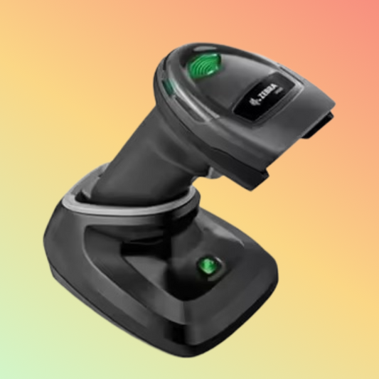 Zebra DS2278 Cordless Barcode Scanner showcasing its Bluetooth capability.
