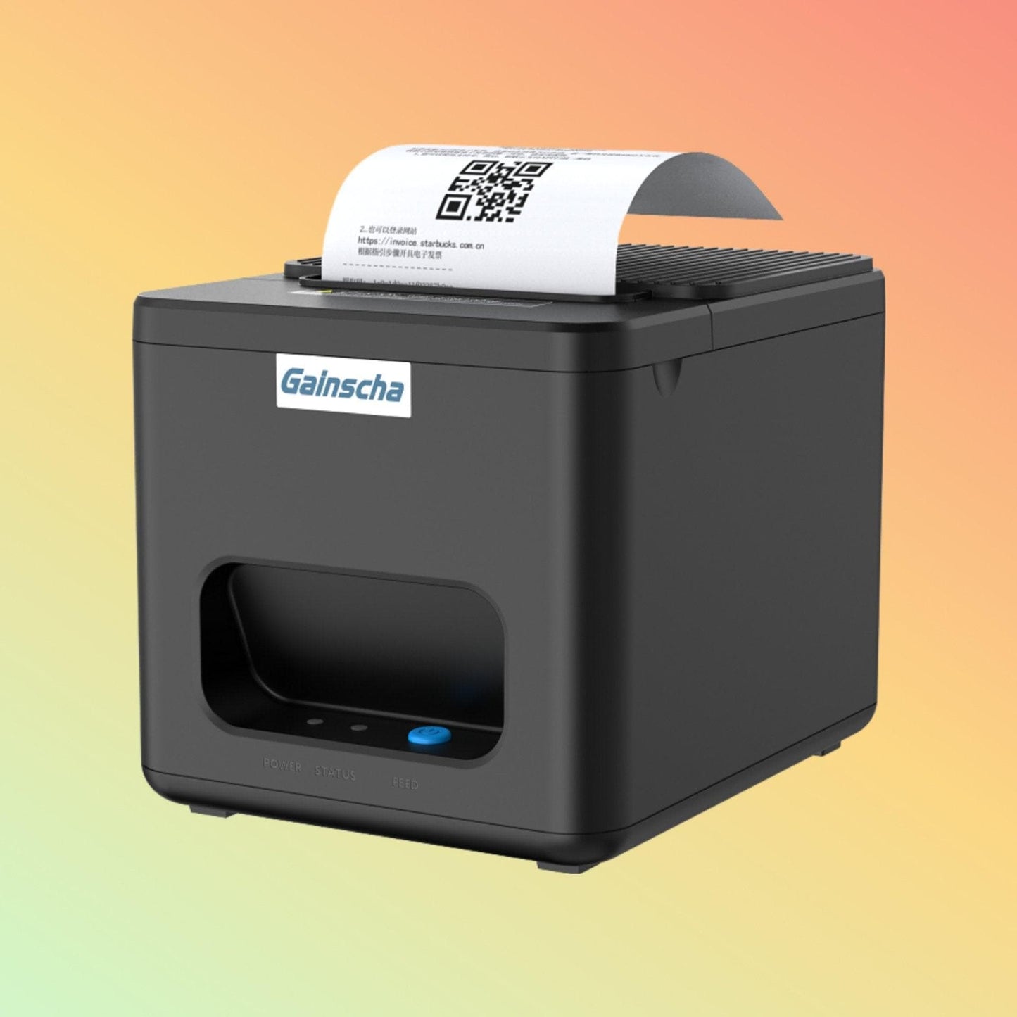 High-speed Gainscha GA-E200I receipt printer with USB, Ethernet, and RJ11 connectivity.