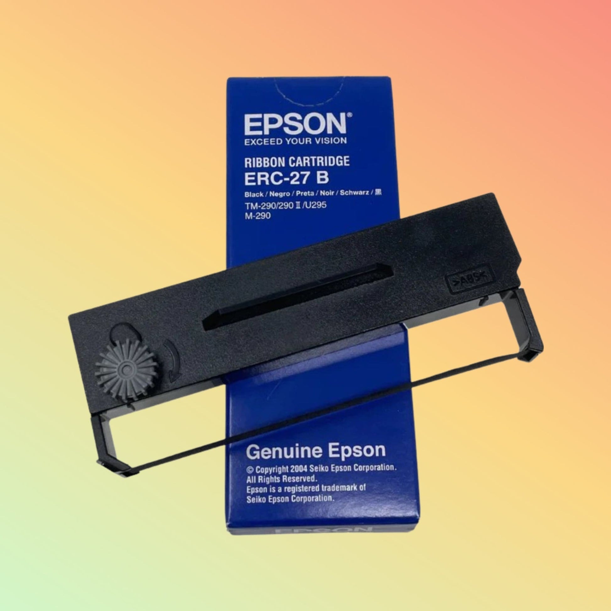 "Box of 10 Epson ERC 27 Ribbons for TMU295P printers, perfect for high-demand retail environments."