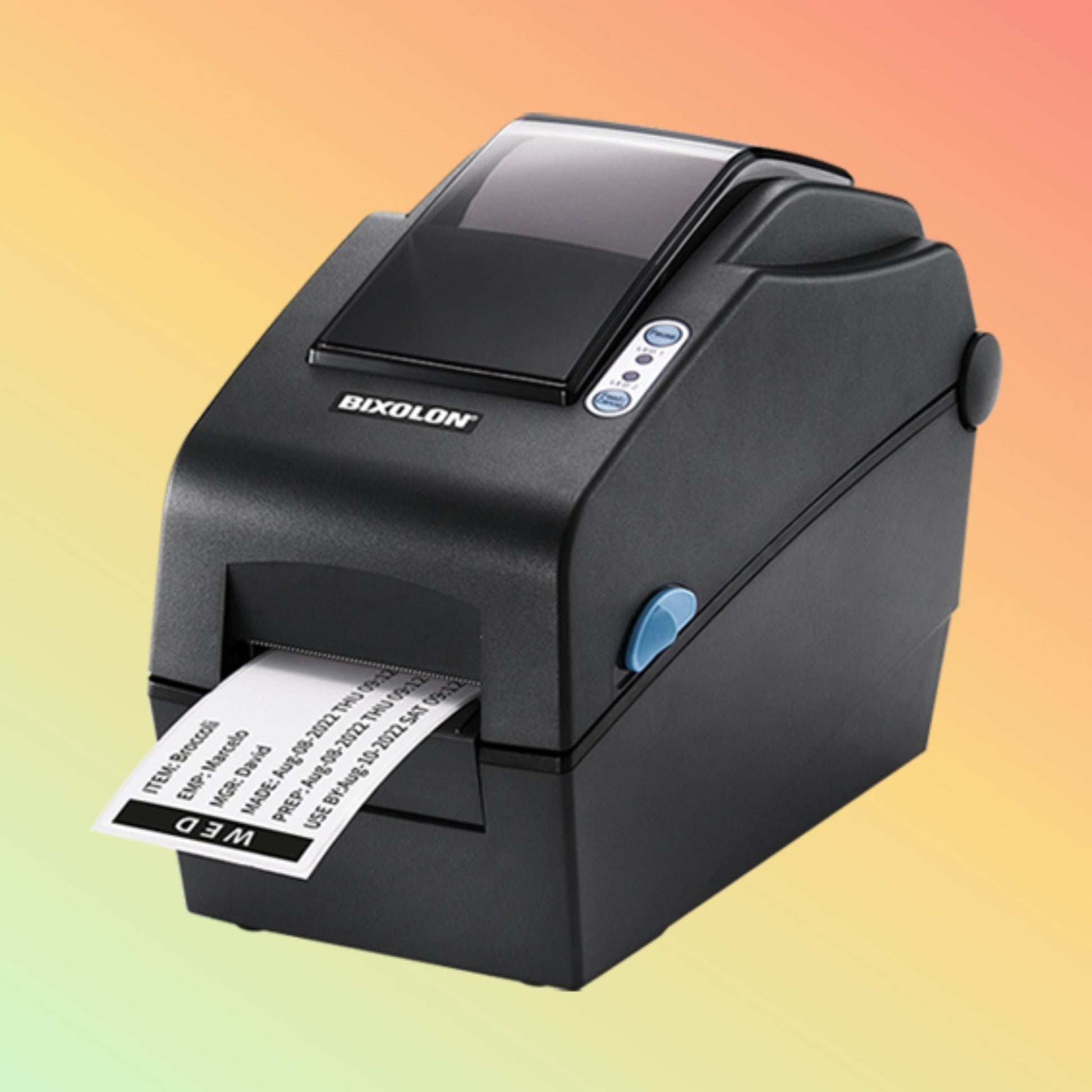 "Compact Bixolon SLP-D220 with up to 6ips printing speed, ensuring quick, clear labels for healthcare and manufacturing sectors."