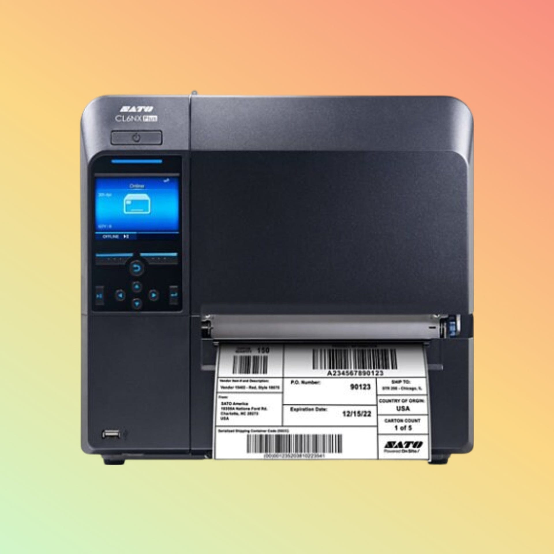 "SATO CL6NX Plus Industrial Printer with RFID Encoding and High-Speed Printing"