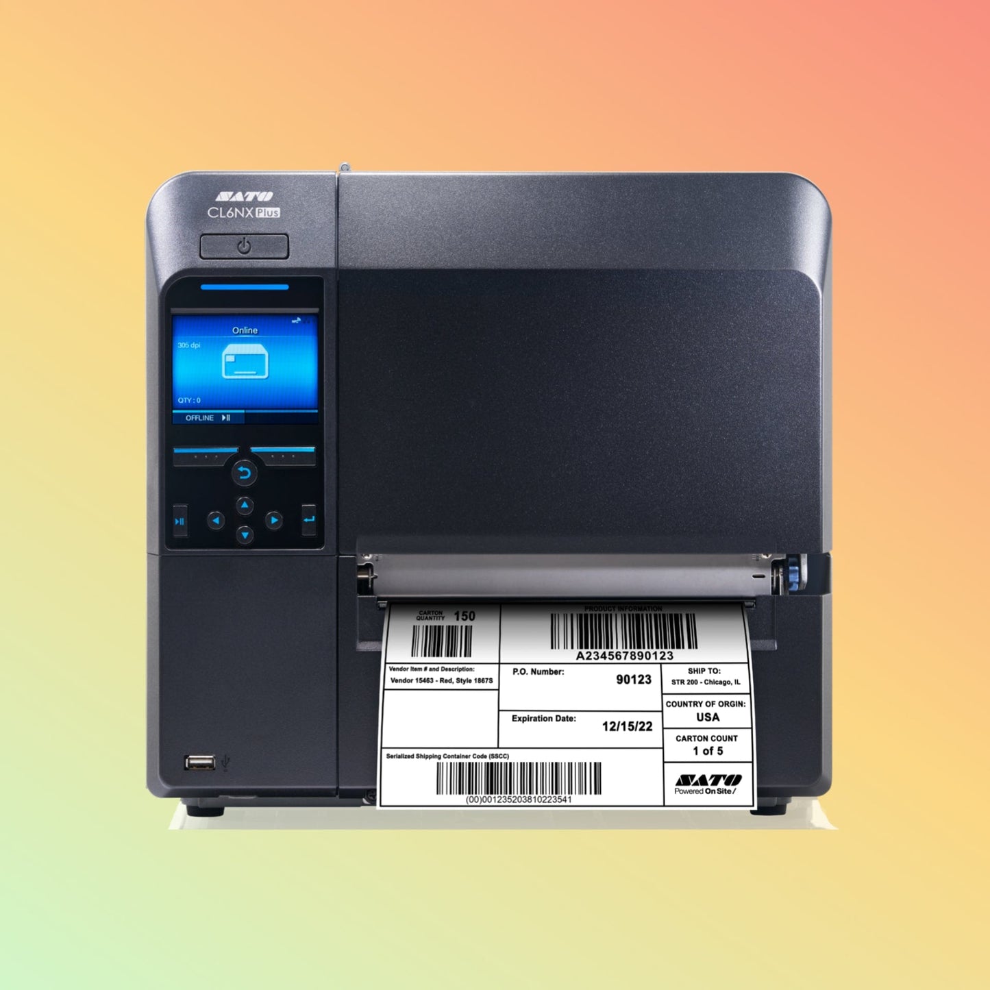 "SATO CL6NX Plus Printer Showing Media and Ribbon Loading Mechanism"