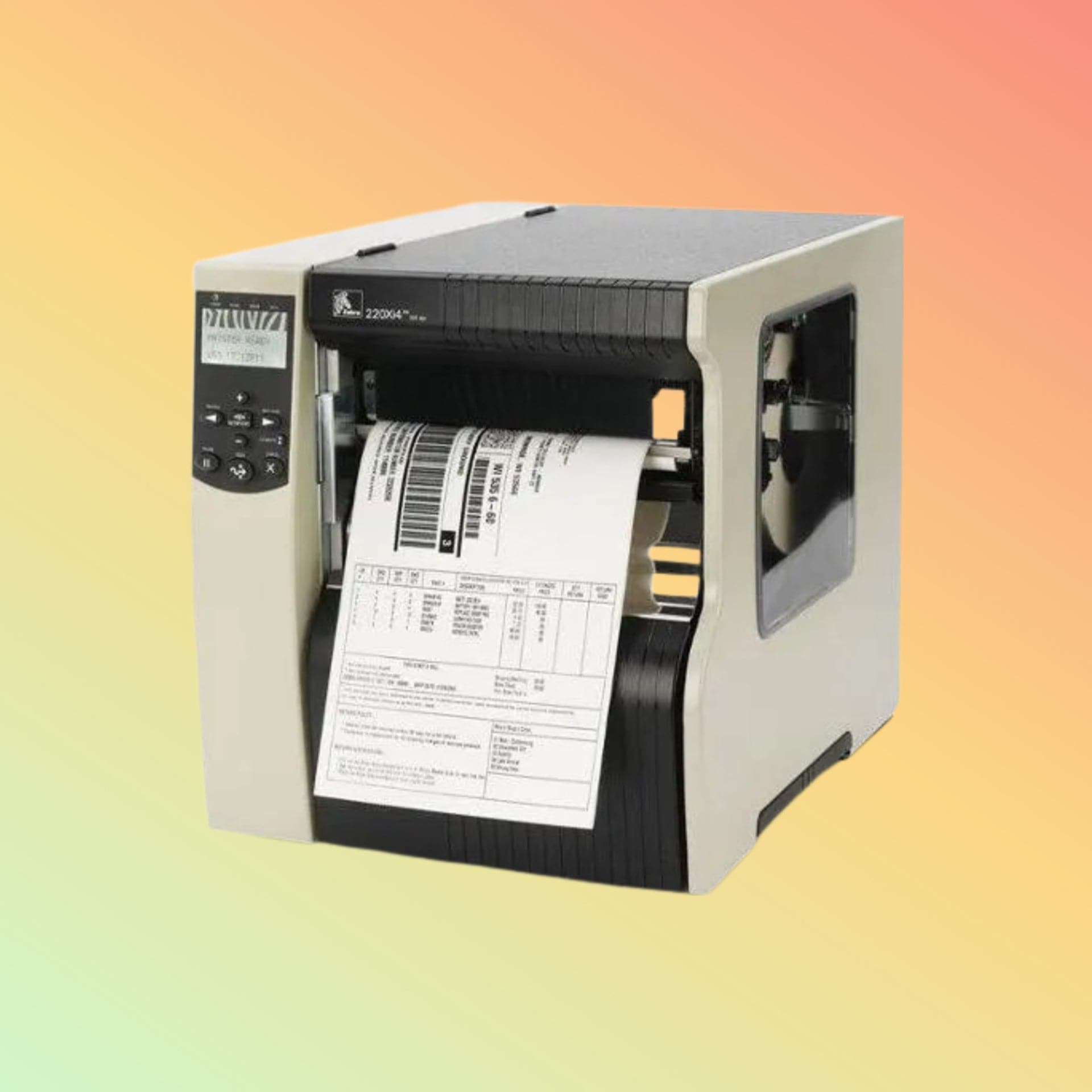 "Zebra 220Xi4 Barcode Printer with Rugged Metal Frame"