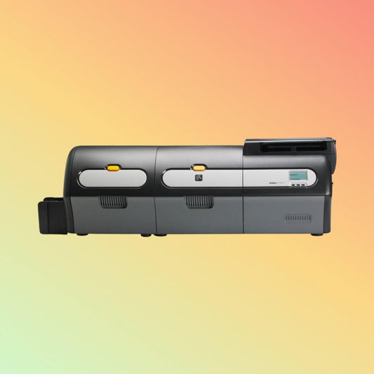 "Zebra ZXP74 Dual-Sided Card Printer with Laminator in action"