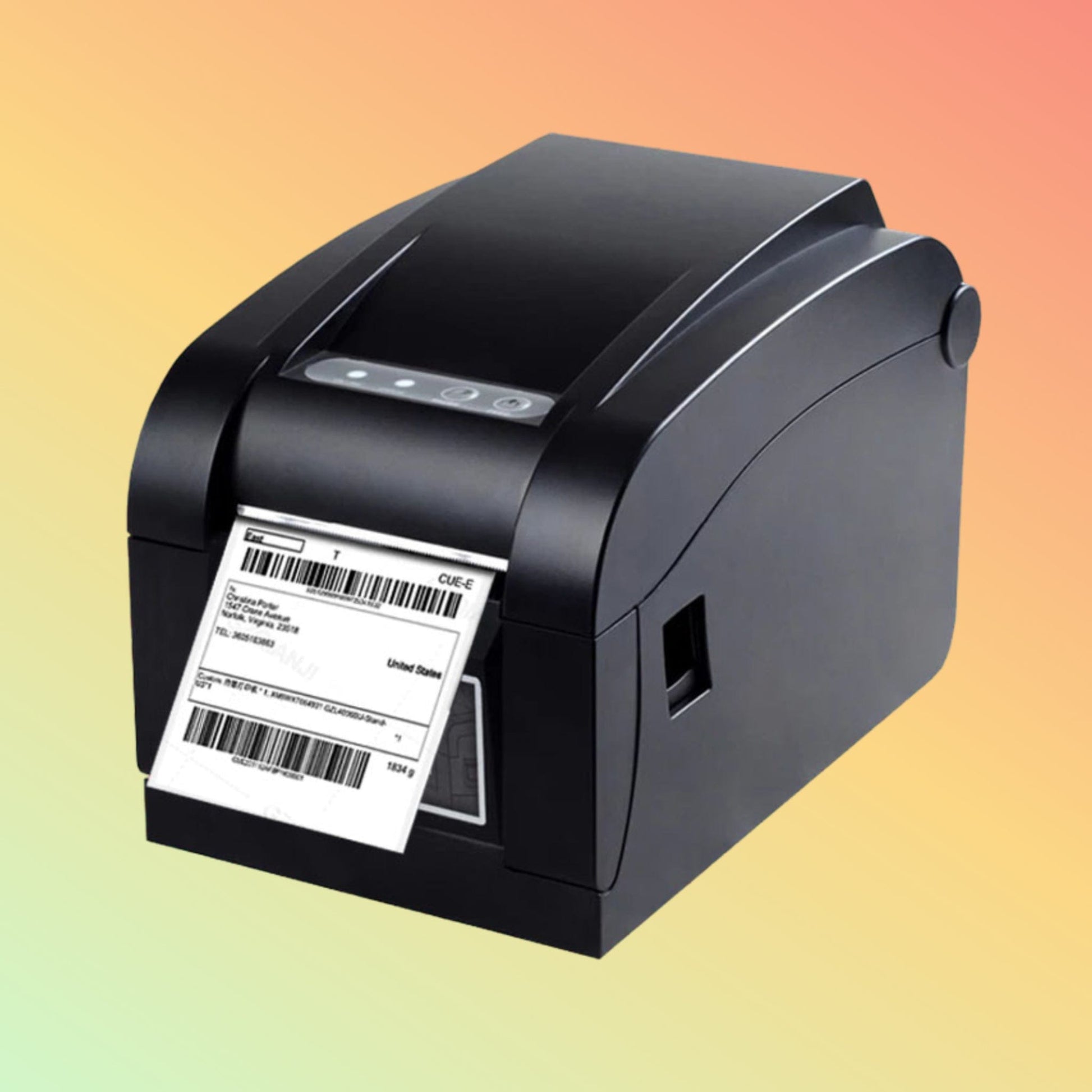 "Close-up of Xprinter XP-350B’s compact design and user-friendly interface."